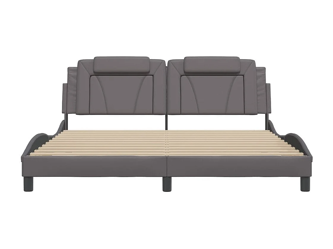 Lit double + tête de lit Gris 180x200 cm Similicuir FR25116