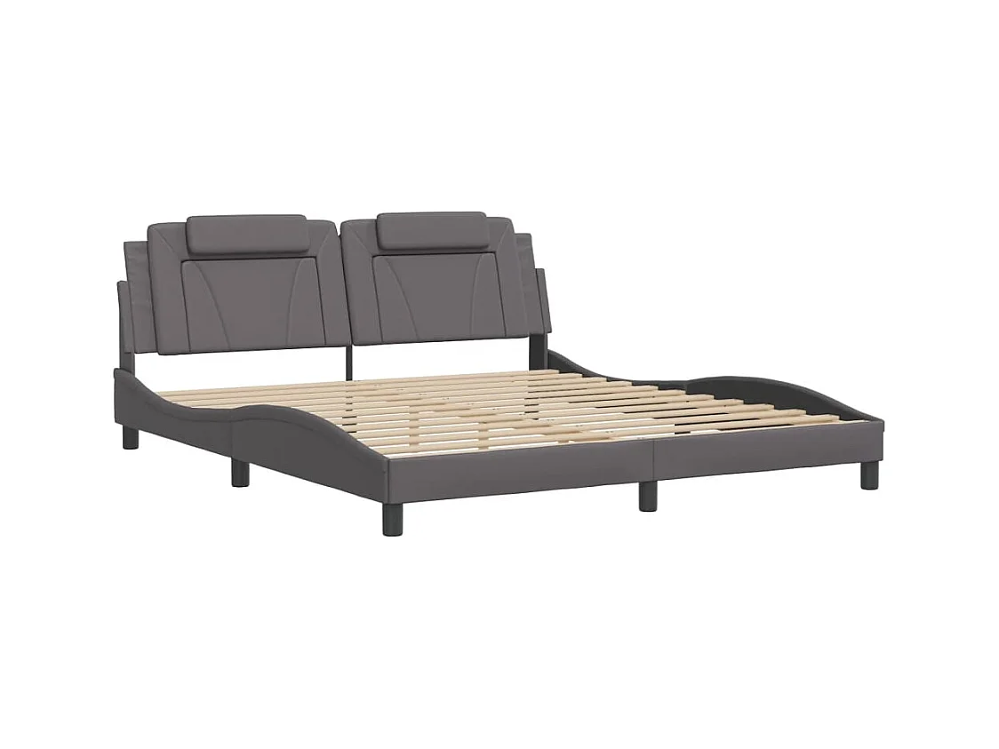 Bedframe met hoofdbord kunstleer grijs 180x200 cm BE723297