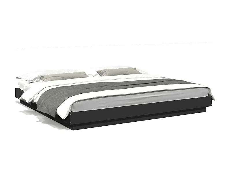 Bedframe met LED-verlichting bewerkt hout zwart 180x200 cm BE162940