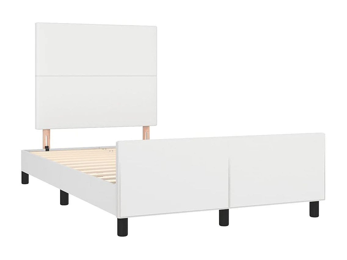 Lit double + tête de lit blanc 120x190 cm similicuir FR46927
