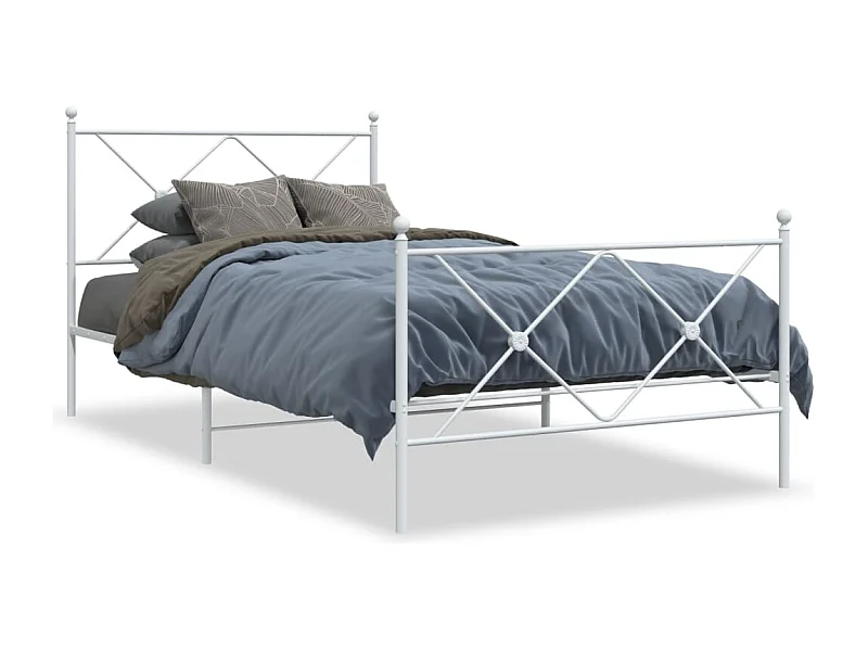 Cama com cabeceira e pés 100x190 cm metal branco PT996323