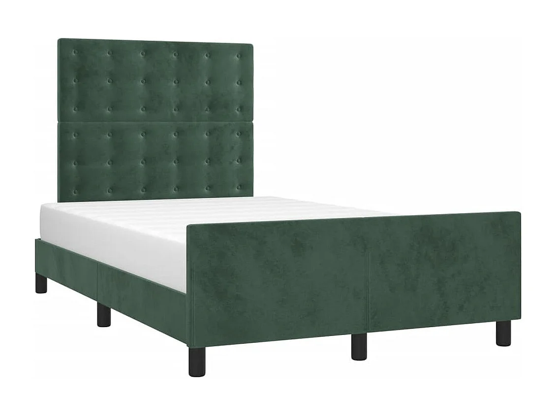 Lit double + tête de lit Vert foncé 120x200 cm Velours FR11797