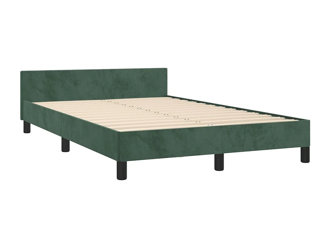 Lit double + tête de lit Vert foncé 120x200 cm Velours FR11797