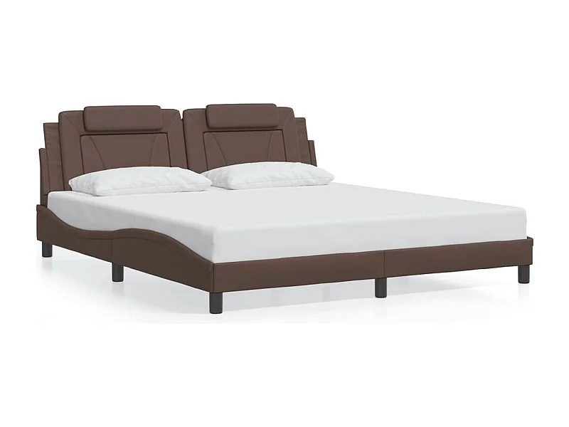 Cama matrimonial- 180x200 cm cabecero cuero sintético marrón ES519093