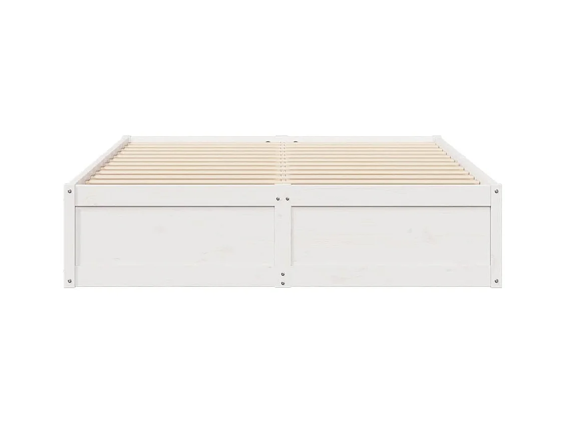 Lit double blanc 140x190 cm bois de pin massif FR15632