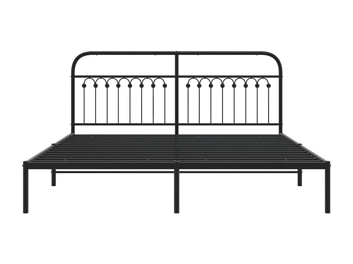 Lit double métal + tête de lit noir 183x203 cm FR72085