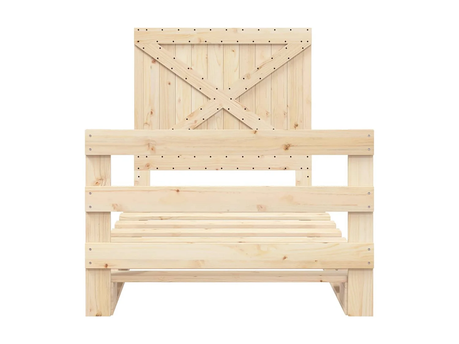 Lit simple et tête de lit 100x200 cm bois de pin massif FR69826