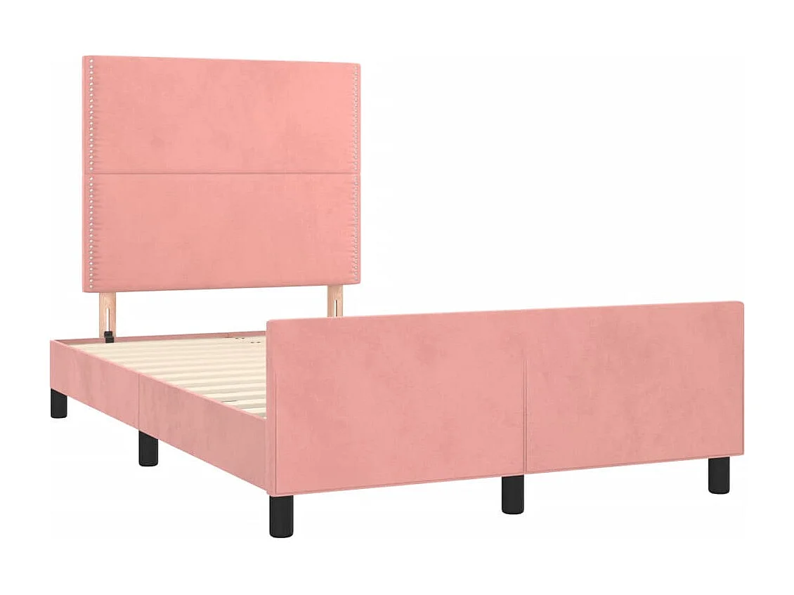 Cama matrimonial- 120x190 cm con cabecero terciopelo rosa ES873184