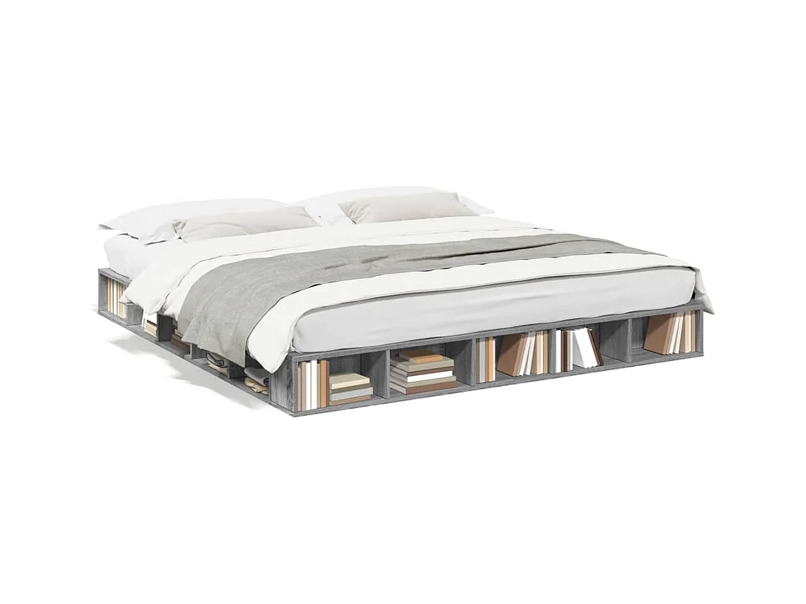 Lit double sonoma gris 180x200 cm bois d'ingénierie FR86372