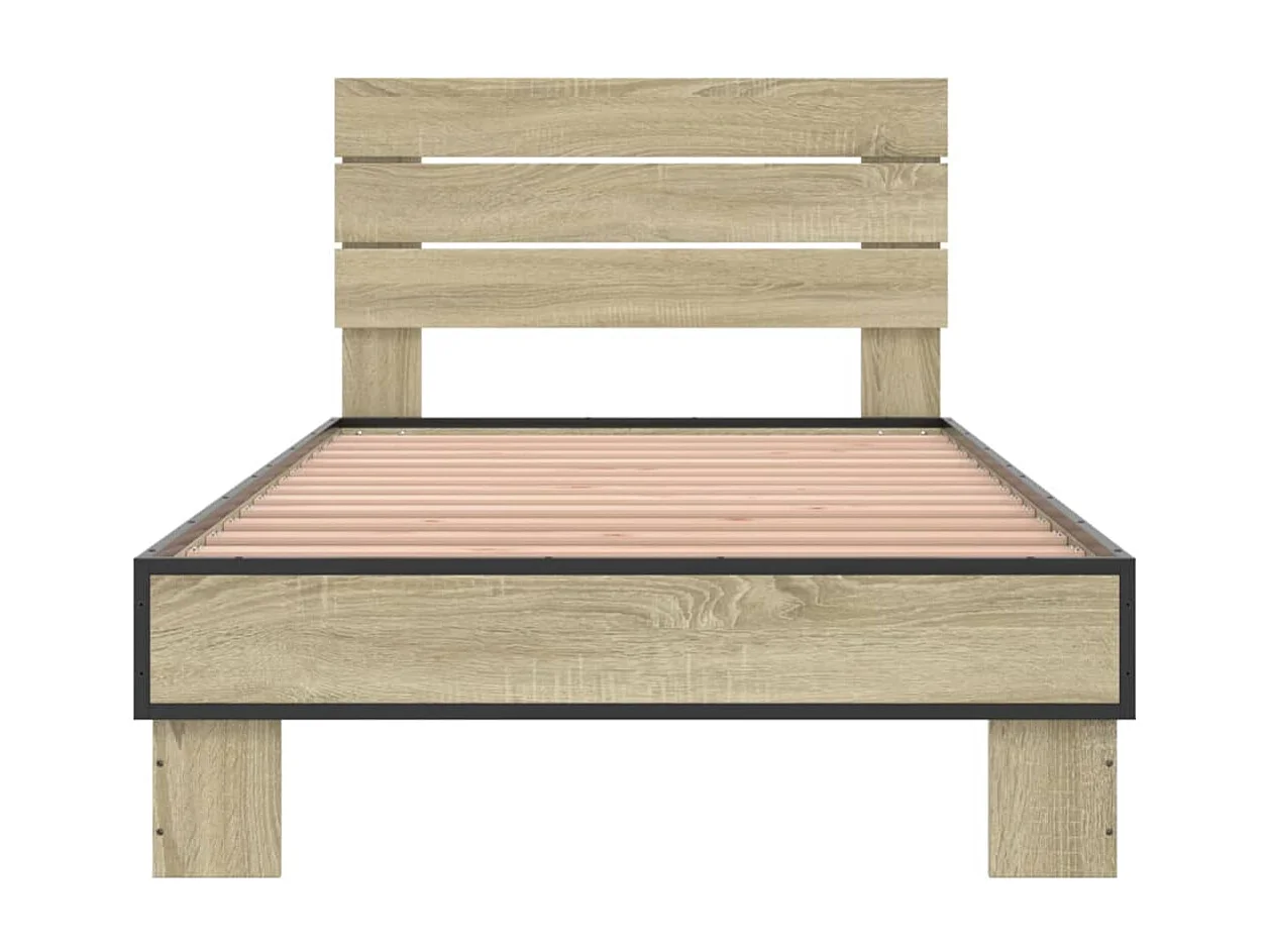 Cama derivados de madeira e metal carvalho sonoma PT285134