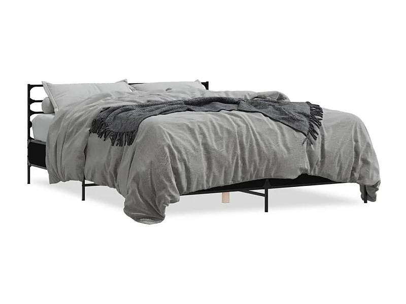Cama matrimonial- 150x200cm madera de ingeniería y metal negro ES250469