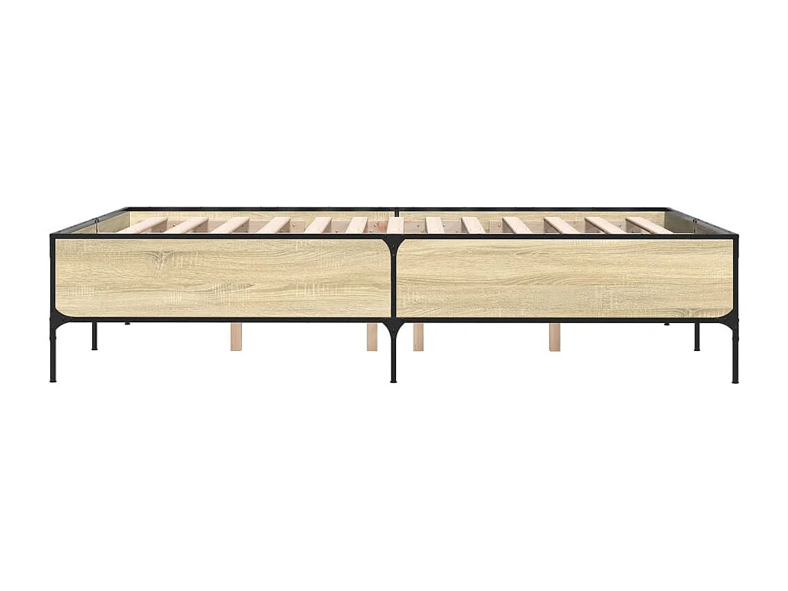 Cama 135x190 cm - madera ingeniería metal roble Sonoma ES352449