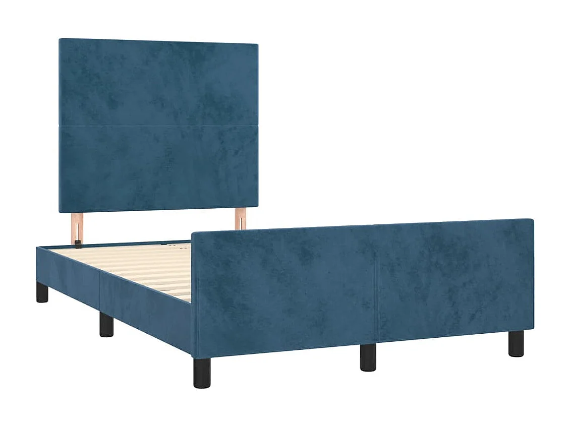 Cama 120x190 cm - con cabecero terciopelo azul oscuro ES767233