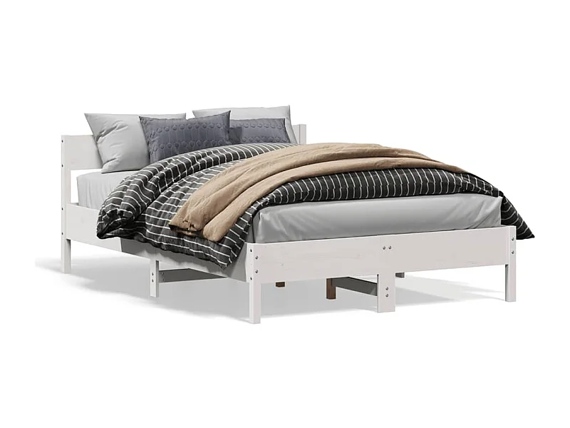 Bedframe zonder matras massief grenenhout wit 140x200 cm BE344766