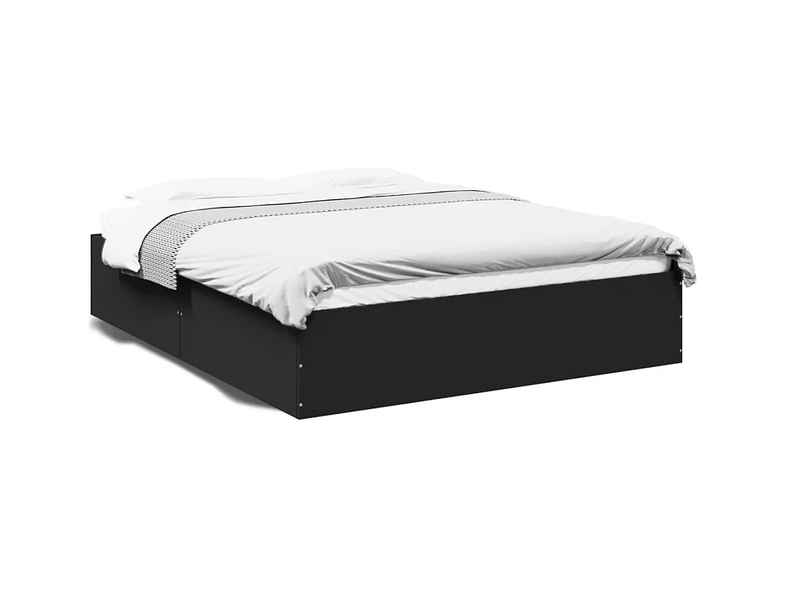 Cama matrimonial- 150x200 cm madera de ingeniería negra ES199508