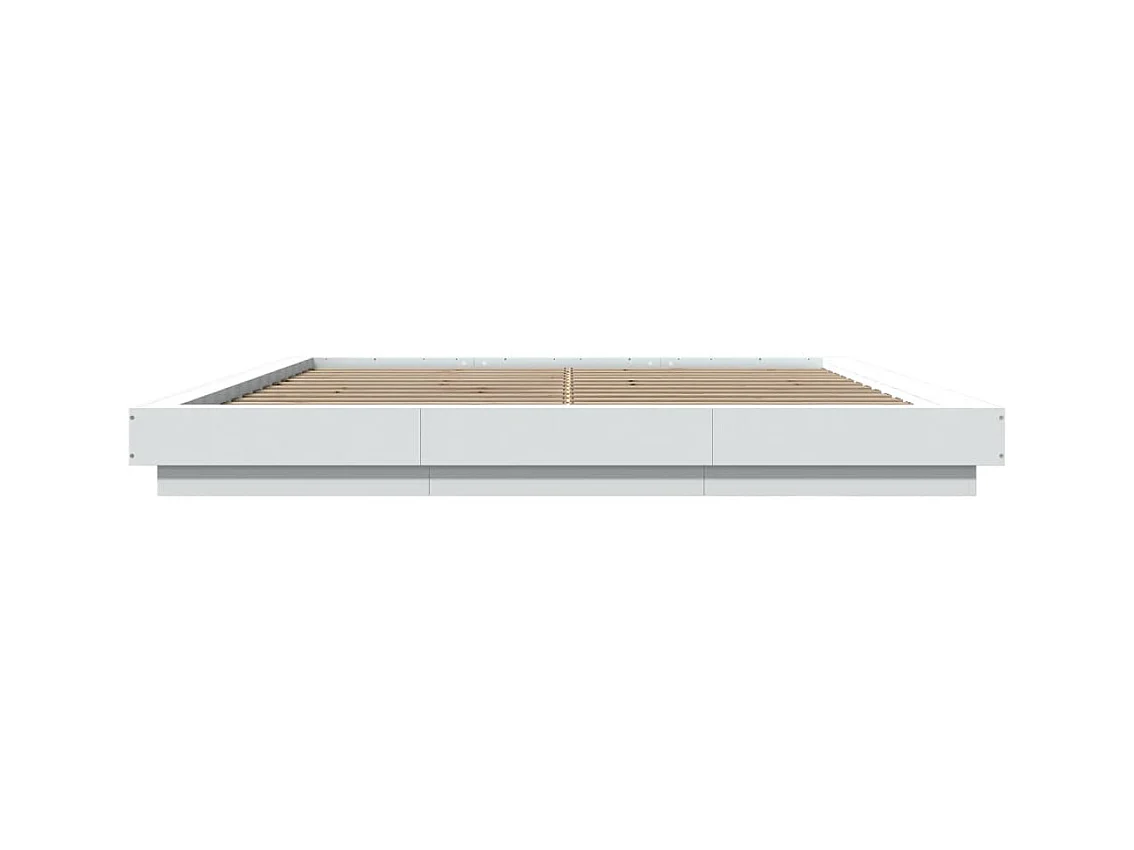 Bedframe met LED-verlichting bewerkt hout wit 180x200 cm BE973436