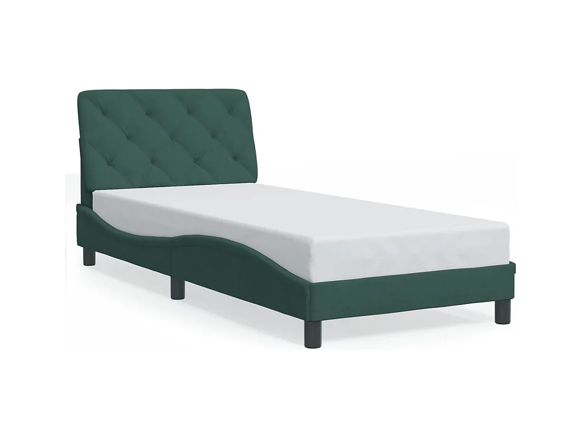 Lit simple avec lumières LED vert foncé 90x200 cm velours FR88775