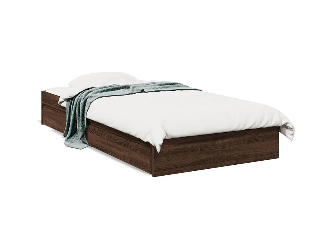 Bedframe met lades bewerkt hout bruin eikenkleurig 100x200 cm BE388441