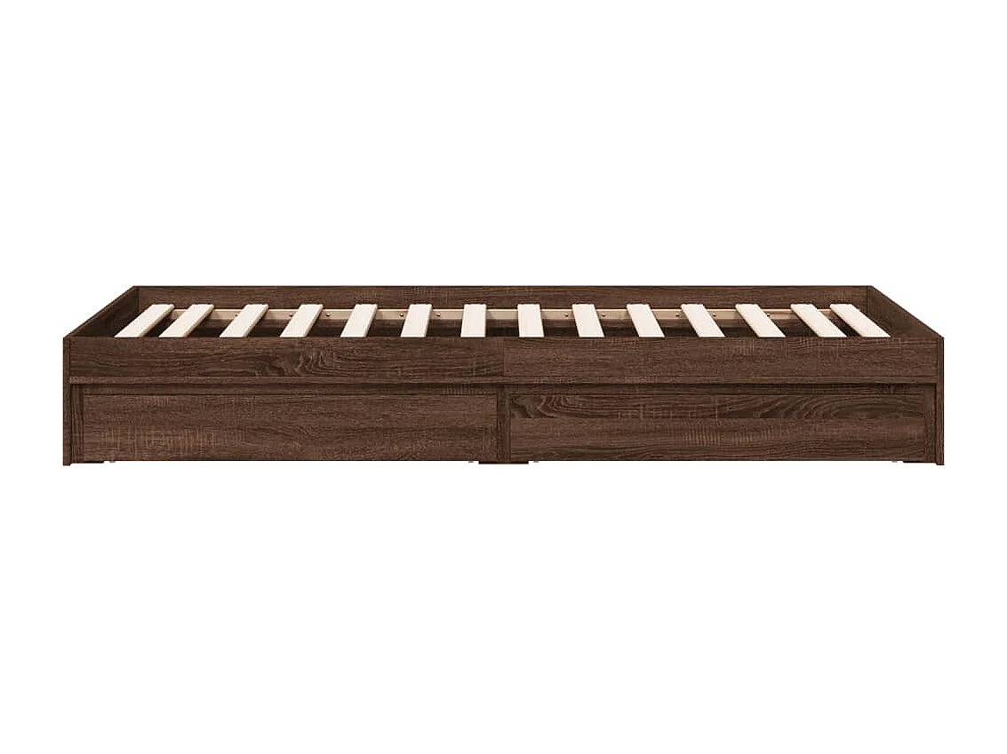 Lit simple et tiroirs chêne marron 100x200 cm bois ingénierie FR35411