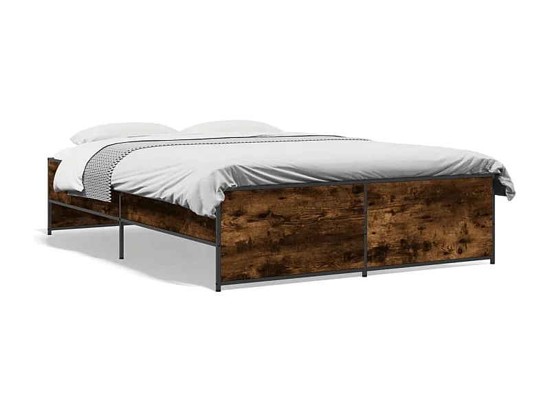 Cama 120x200cm - madera ingeniería metal roble ahumado ES141330