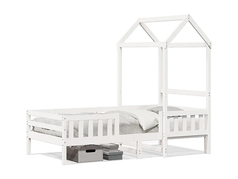 Cama com telhado 75x190 cm pinho maciço branco PT259277