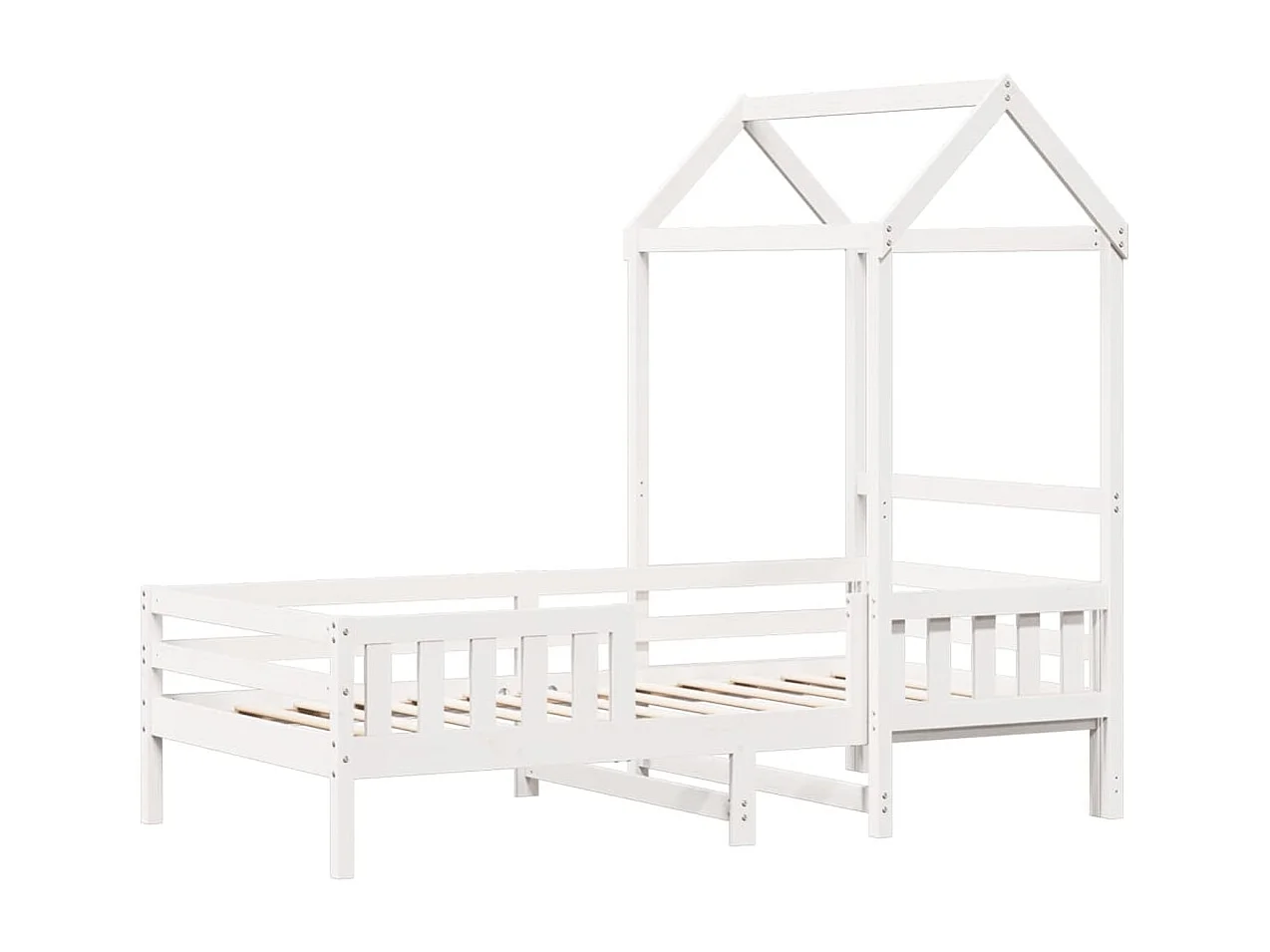 Lit simple avec toit blanc 75x190 cm bois massif de pin FR46350
