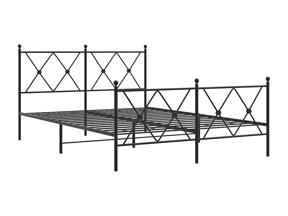 Bedframe met hoofd- en voeteneinde metaal zwart 137x190 cm BE911462