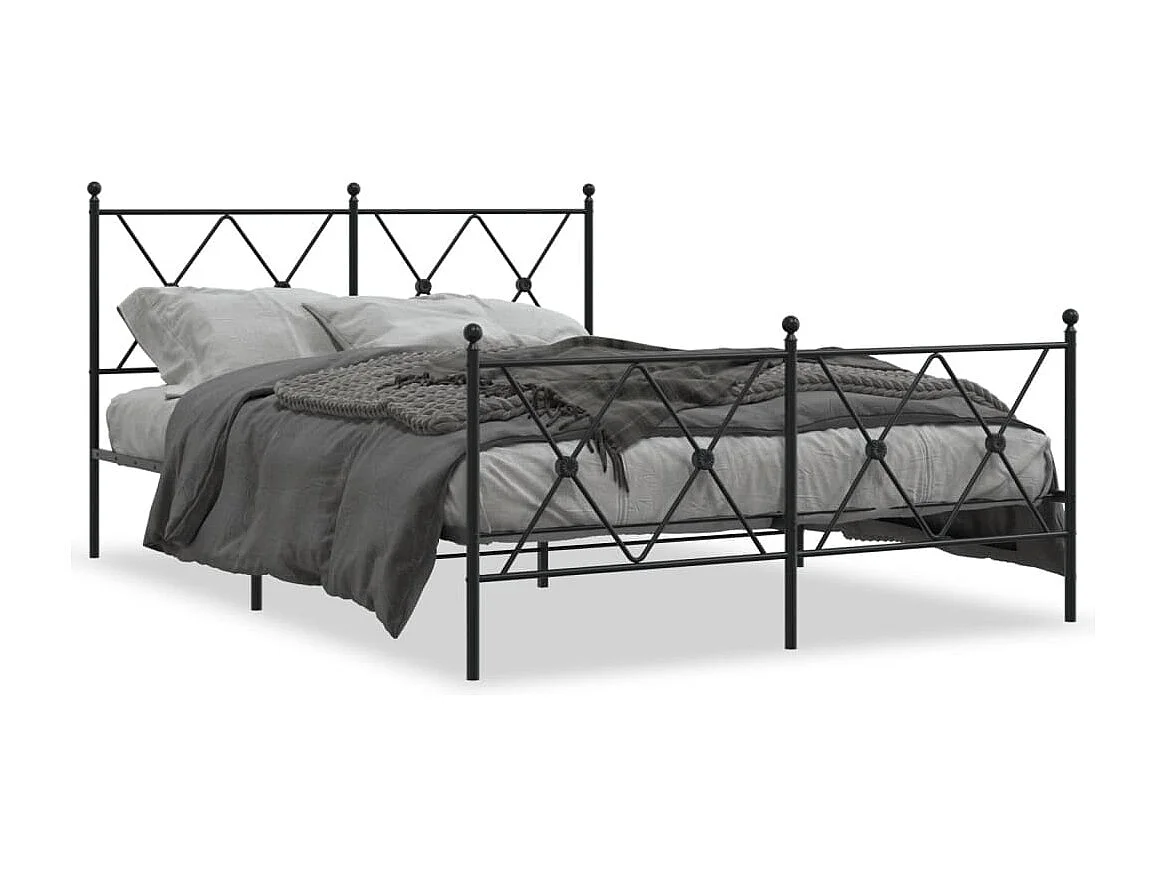 Cama 137x190 cm - con cabecero y estribo metal negro ES460585