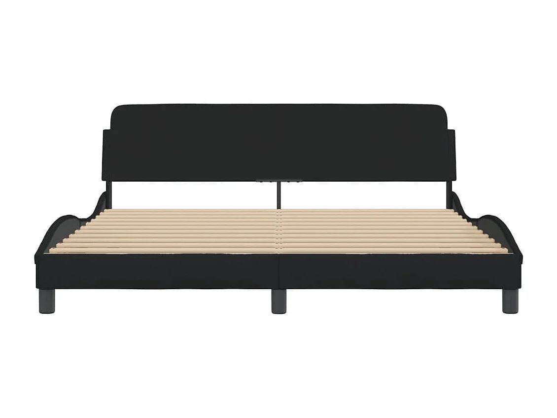 Lit double + tête de lit Noir 180 x 200 cm Tissu FR29465
