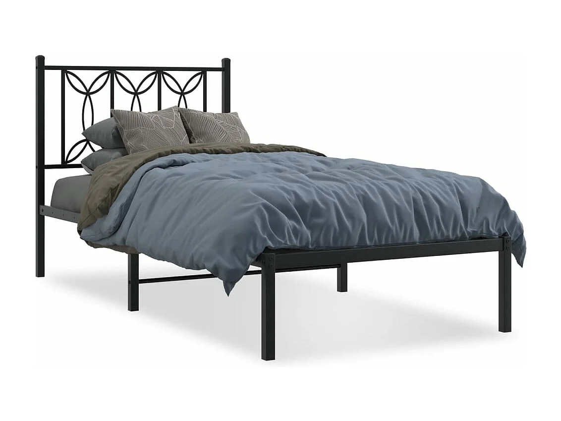Cama com cabeceira 90x200 cm metal preto PT377217