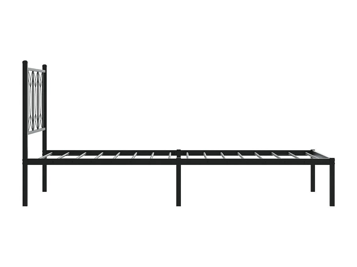 Lit simple métal + tête de lit noir 90x200 cm FR58608