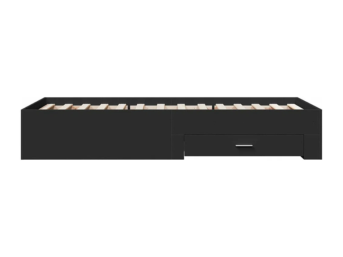 Lit simple avec tiroirs noir 100x200 cm bois d'ingénierie FR71016