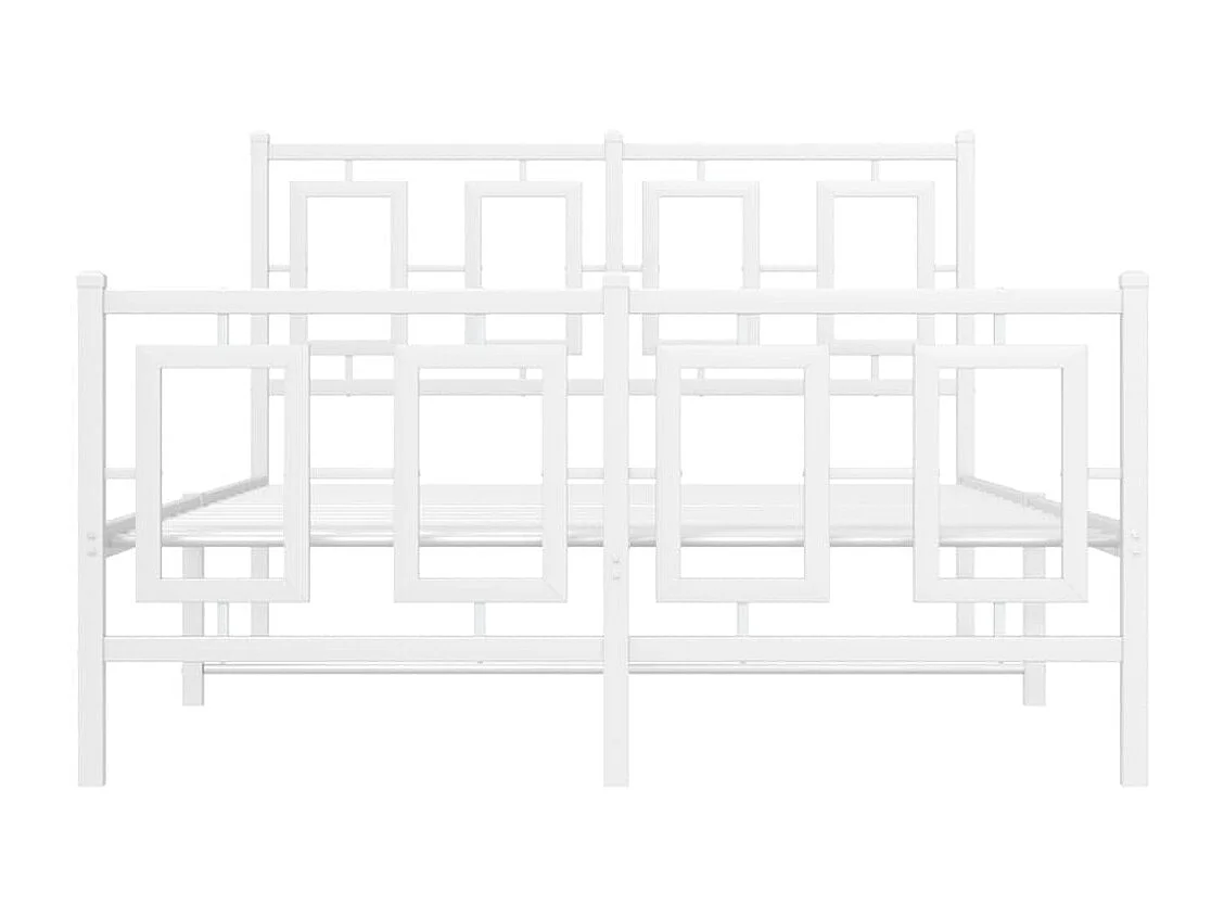 Lit double métal + tête de lit/pied de lit blanc 120x200cm FR43793