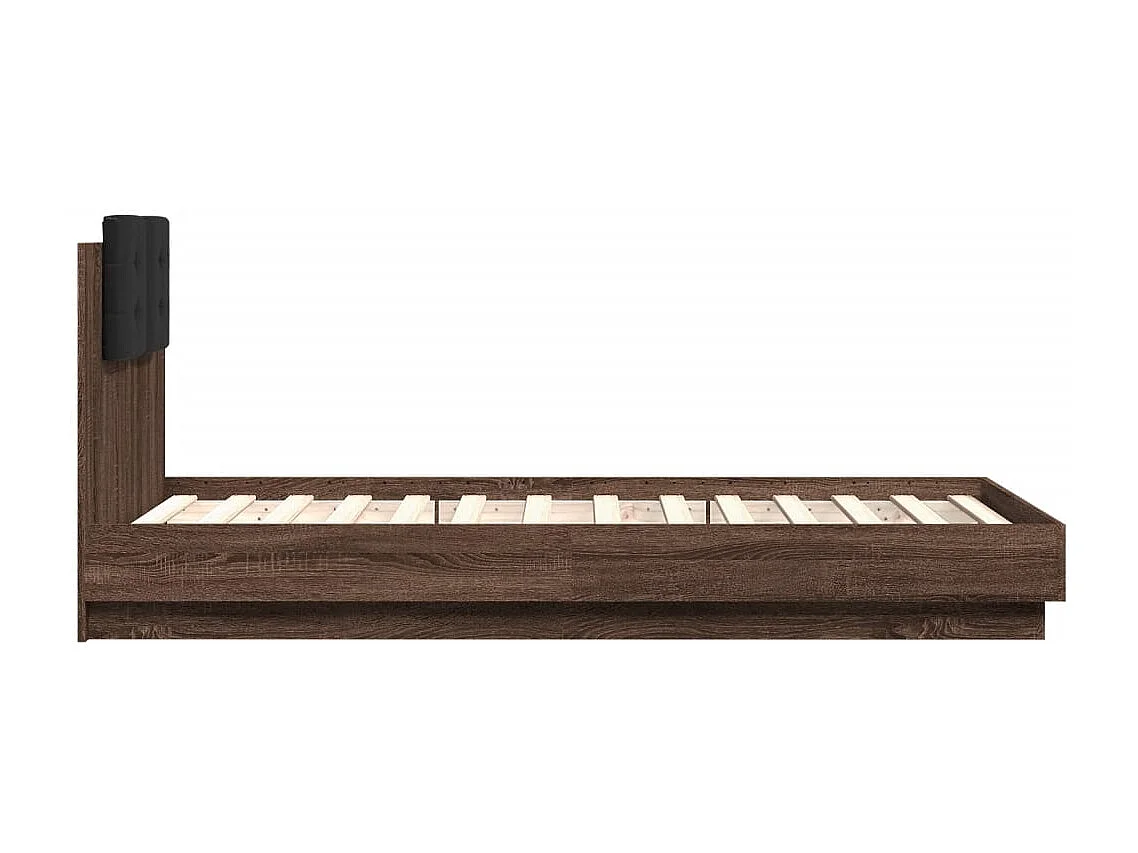 Lit simple + tête de lit chêne marron 75x190 cm FR43738