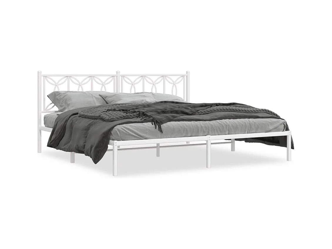 Bedframe met hoofdbord metaal wit 193x203 cm BE455491