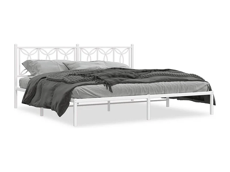 Bedframe met hoofdbord metaal wit 193x203 cm BE455491