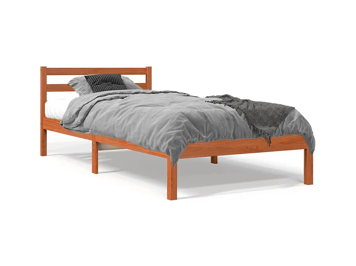 Bedframe zonder matras massief grenenhout wasbruin 90x200 cm BE611860