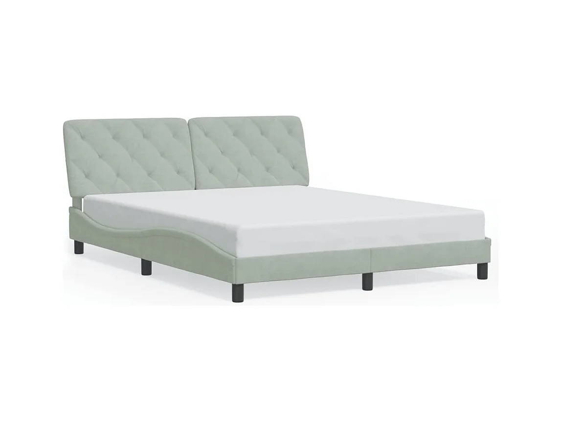Cama matrimonial- 160x200cm con cabecero terciopelo gris claro ES514985