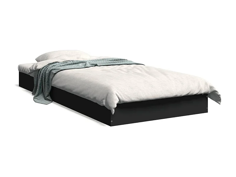 Cama individual- 75x190 cm madera de ingeniería negra ES459585