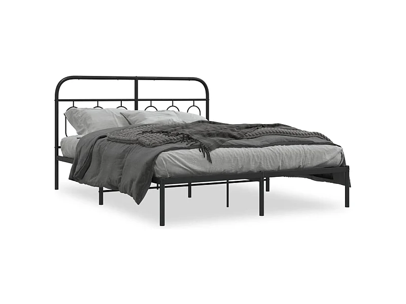 Cama matrimonial- 150x200 cm con cabecero metal negro ES507624