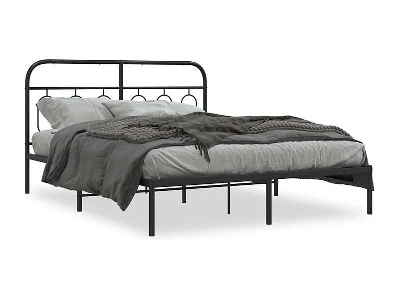 Cama matrimonial- 150x200 cm con cabecero metal negro ES507624