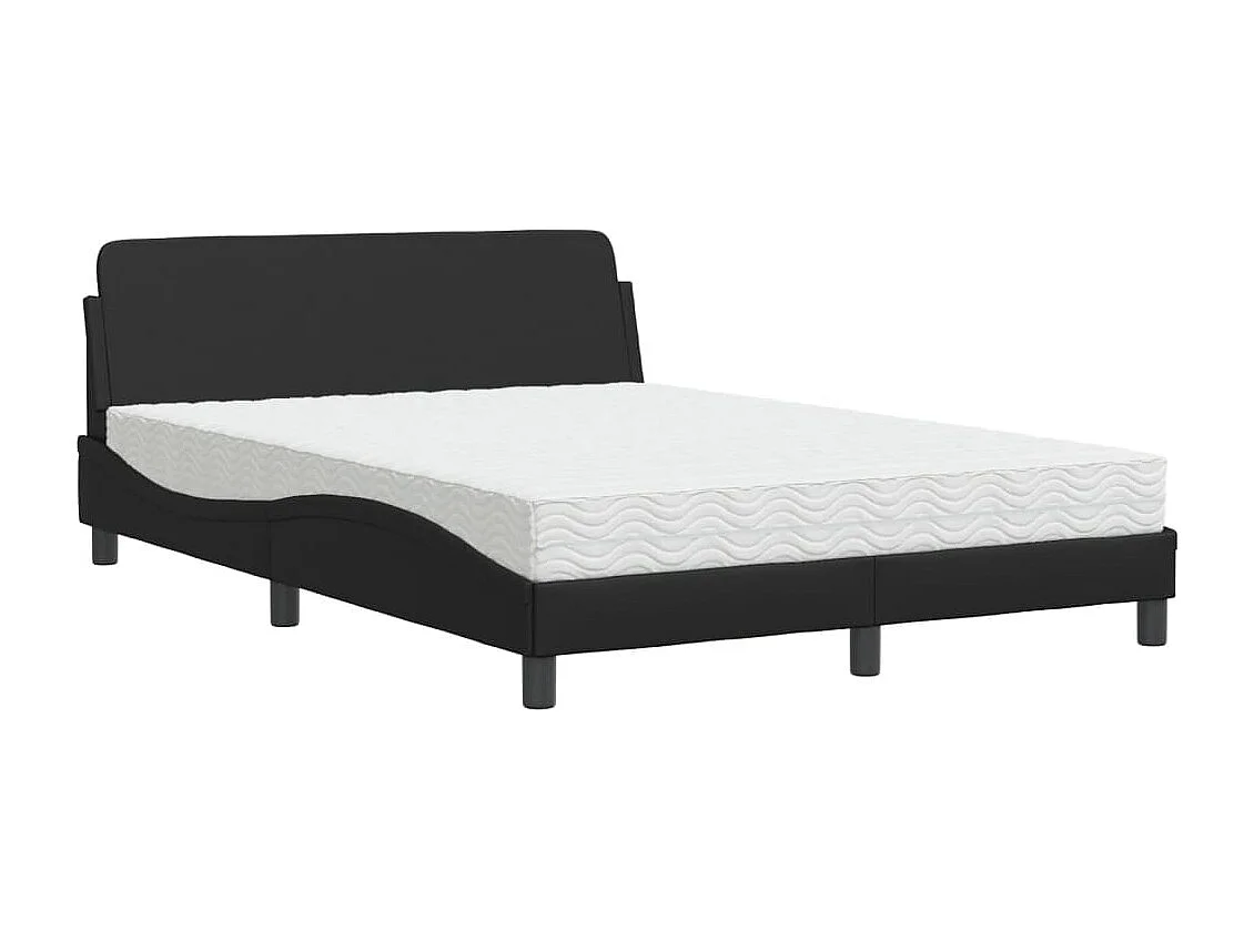 Cama com colchão 140x200 cm couro artificial preto PT986353