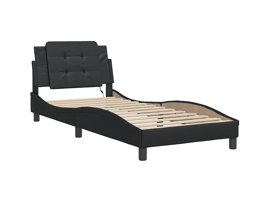 Lit simple avec lumières LED noir 100x200 cm similicuir FR48726