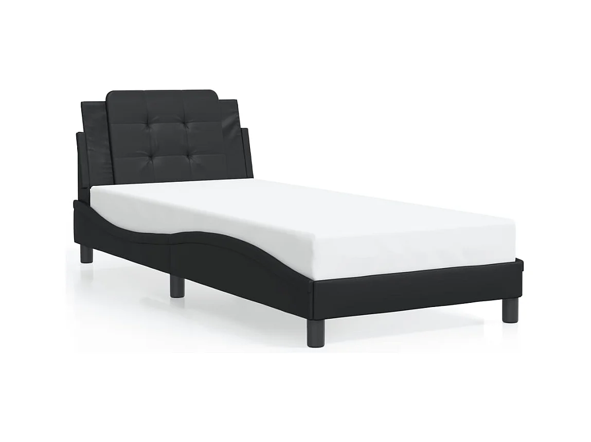Lit simple avec lumières LED noir 100x200 cm similicuir FR48726