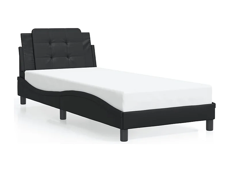 Cama 100x200 cm - con luces LED cuero sintético negro ES707175