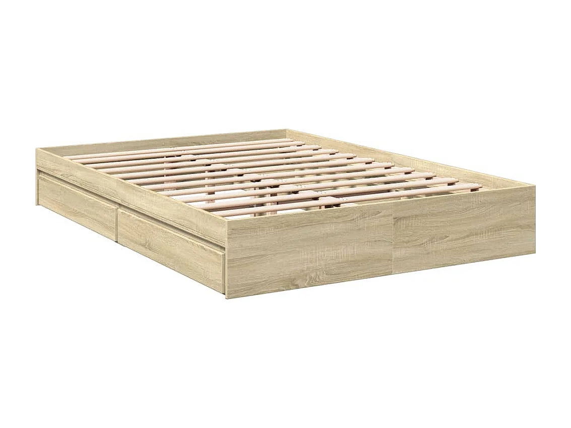 Cama 160x200 cm con cajones madera ingeniería roble Sonoma ES816608