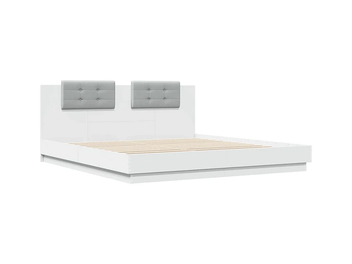 Bedframe met hoofdbord en LED-verlichting wit 180x200 cm BE992396