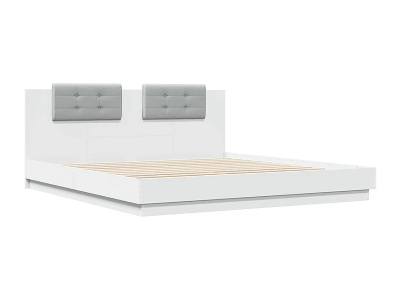 Cama com cabeceira e luzes LED 180x200 cm branco PT781791
