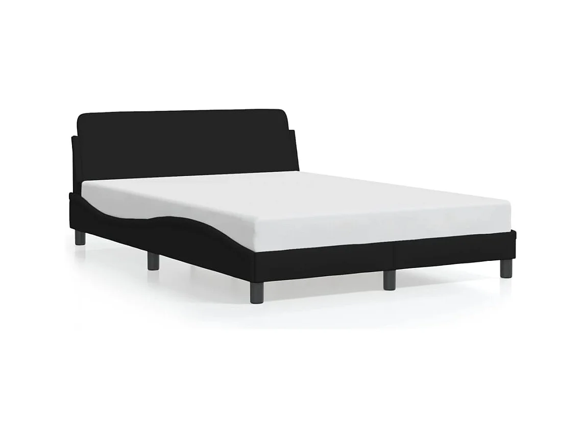 Lit double + tête de lit Noir 140x190 cm Tissu FR95341