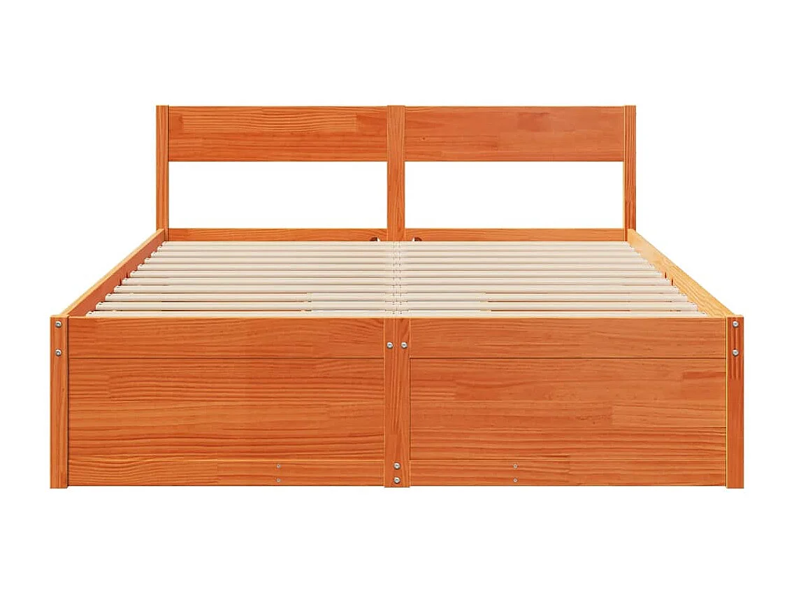 Cama c/ gavetas 150x200 cm pinho maciço castanho-mel PT753802
